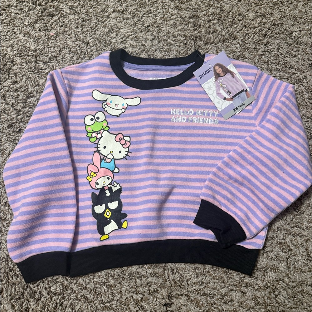 Hello Kitty Pink and Purple Striped Sweatshirt